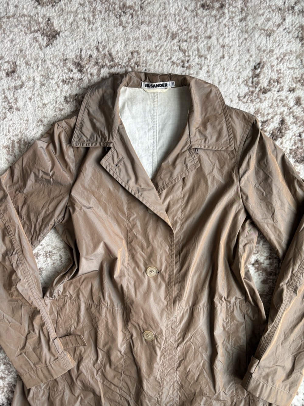 JIL SANDER Taupe Belted Long Trench Coat - Picture 7 of 9